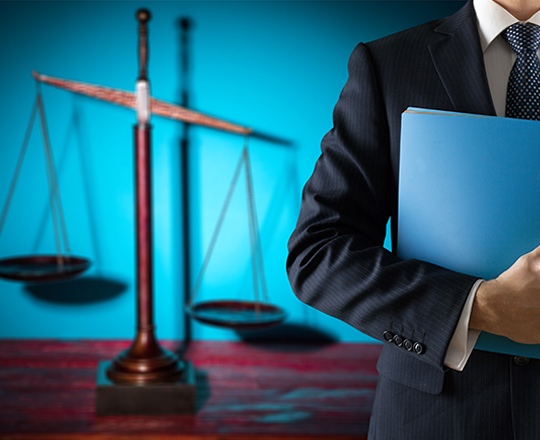 Businessman hold blue report
